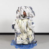 Figure I, 2020, plaster, yarn, ace bandages, resin, chicken wire, wax, 54 x 48 x 54 inches