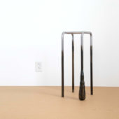 Alberte Tranberg, Stool (legs) I, 2023, steel, patina, wax, 24 x 9 x 9 inches