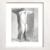 Man With Mirror, 1989, graphite on paper, 18 x 14.75 inches, 23 x 20 inches frame size