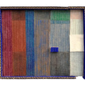 Sean Sullivan, Blessed Blue, 2O22, crayon on cardboard, oil, canvas,foam, wire, 8.75 x 1O.75 inches