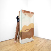 Katrin Schnabl, Fallen, 2O23, steel, felt, polyamide, 72 x 34 x 12 inches