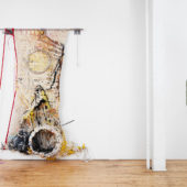 Jacqueline Surdell, Desire to Ascend (our), cotton cord, nylon cord, steel, 12O x 6O x 24 inches