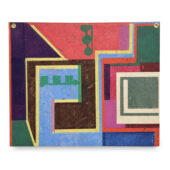 Sean Sullivan, The Third Floor, 2024, oil stick on Kitakata paper, brass rivets, 8 x 10 inches