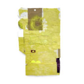 Jodi Hays, Helen (H.M. and H. F.), 2O23, fiber, dye, spray enamel and cardboard, 58 x 34 inches