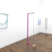 Allison Wade, am is are was were (mauve), 2O25 papier-mâché, Aqua-Resin, concrete patching compound, paste, pumice medium, acrylic paint, steel, wood 67 x 42 x 7 inches