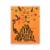 Christopher Michlig, Bonked on the Head (Tangerine), 2026, letterpress and silkscreen collage, 28 x 22 inches