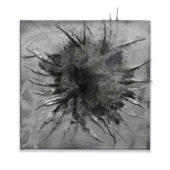 Frank Vega, Unit-Sunflower (4), 2022, feathers, enamel on canvas, 24 x 24 inches
