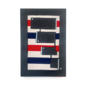 Andrew Zarou, recording self diagonal stroll, 2025, enamel and Flashe on unprimed cotton, 18 x 12 inches