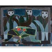 Taj Matumbi, The Wall, 2026, acrylic, Flashe, and graphite on canvas, 30 x 40 inches