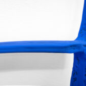 Allison Wade, am is are was were (cobalt blue), detail, 2025, papier-mâché, Aqua-Resin, Flashe, pigment, acrylic paint, 28 x 23 x 2 inches