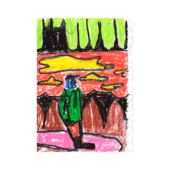 Taj Matumbi, Untitled, 2026, pastel and ball-point pen on paper, 8.5 x 6.5 inches