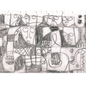 Taj Matumbi, Untitled, 2024, graphite on paper, 6.5 x 8.5 inches