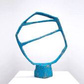 Allison Wade, am is are was were (turquoise blue), 2025, papier-mâché, Aqua-Resin, concrete patching compound, acrylic paint, 21 x 17 x 6 inches