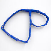 Allison Wade, am is are was were (royal blue), 2025 papier-mâché, Aqua-Resin, concrete patching compound, acrylic paint, 22 x 15.5 x 2.5 inches