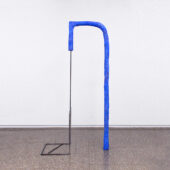 Allison Wade, am is are was were (violet blue), 2025, papier-mâché, Aqua-Resin, concrete patching compound, acrylic paint, steel, 74 x 38 x 19 inches