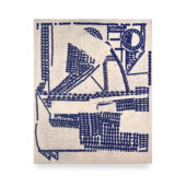 Sean Sullivan, Redacted composition in blue. 2025, oil stick on Kitakata paper, 10.25 x 8.25 inches