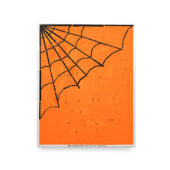 Christopher Michlig, Tangerine Composition (Spider Web), 2026, letterpress and silkscreen collage, 22 x 28 inches