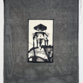 Annette Hur, Untitled (monoframe 01), 2020, Korean silk and ink on paper, 18.75 x 16.15 inches