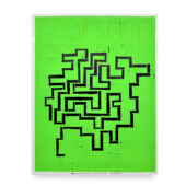 Christopher Michlig, Green Copmposition (Maze), 2026, letterpress and silkscreen collage, 22 x 28 inches