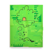 Christopher Michlig, Shared Psychic Layer (Green), 2026, letterpress and silkscreen collage, 44 x 56 inches