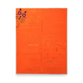 Christopher Michlig, Sneaky Look (Orange), 2026, letterpress and silkscreen collage, 44 x 56 inches