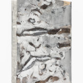 I Started a Joke Which Started the Whole World Crying, 2020, cut toned gelatin silver print embedded in plaster, enamel paint, graphite, 14 x 11 x 1.5 inches